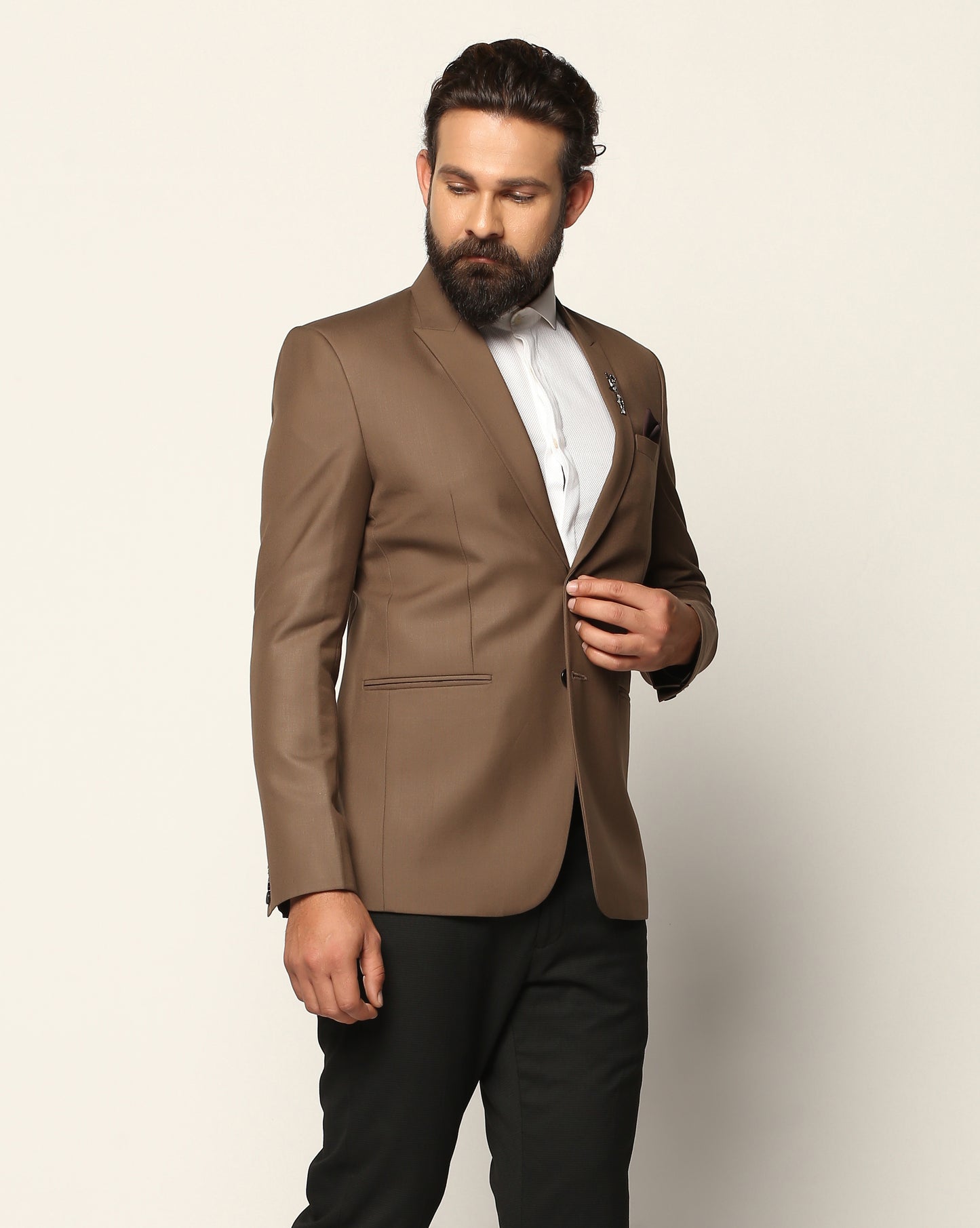 Chestnut Matt Finish TR Cotton Blazer – Sophisticated Style with Modern Comfort