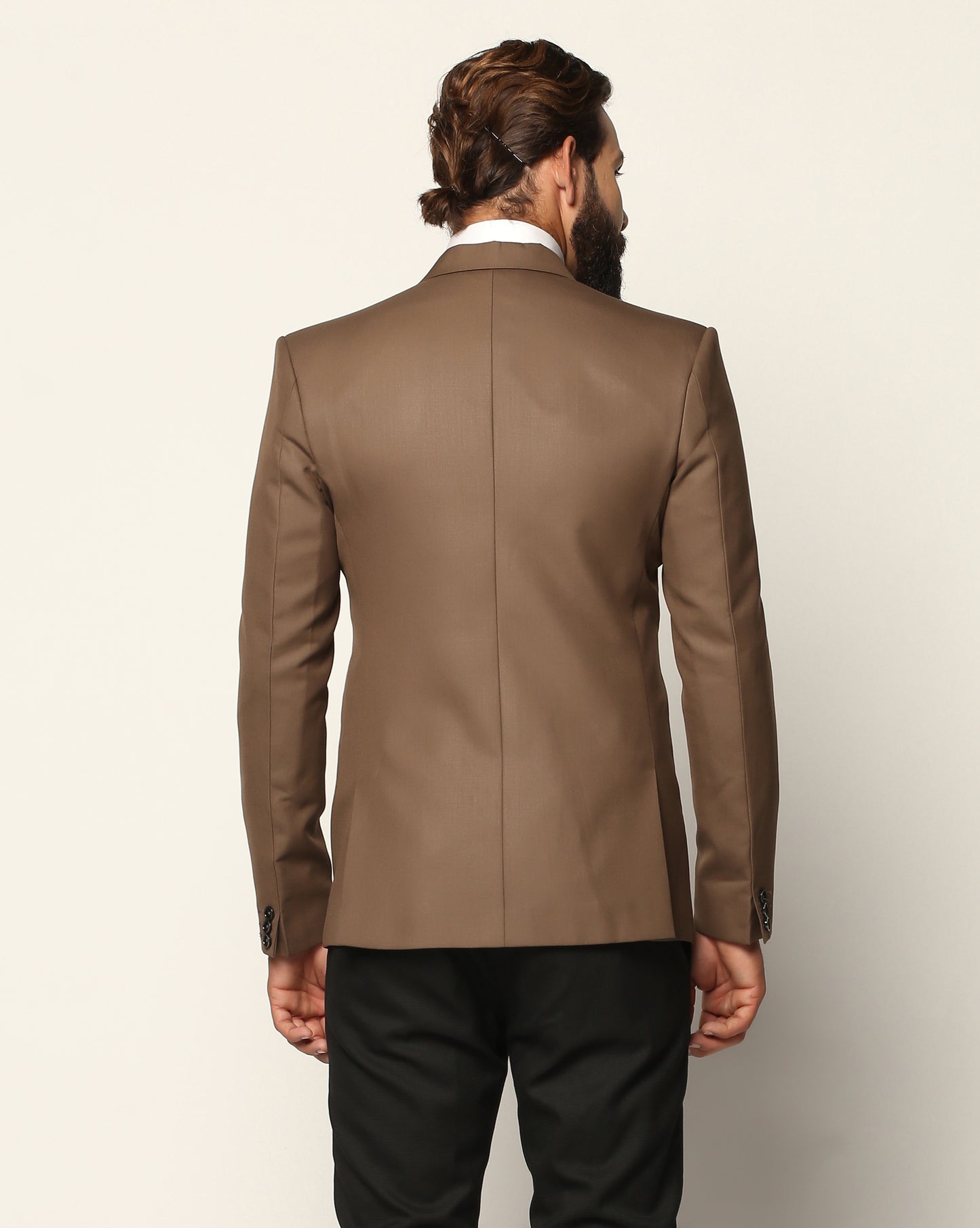 Chestnut Matt Finish TR Cotton Blazer – Sophisticated Style with Modern Comfort