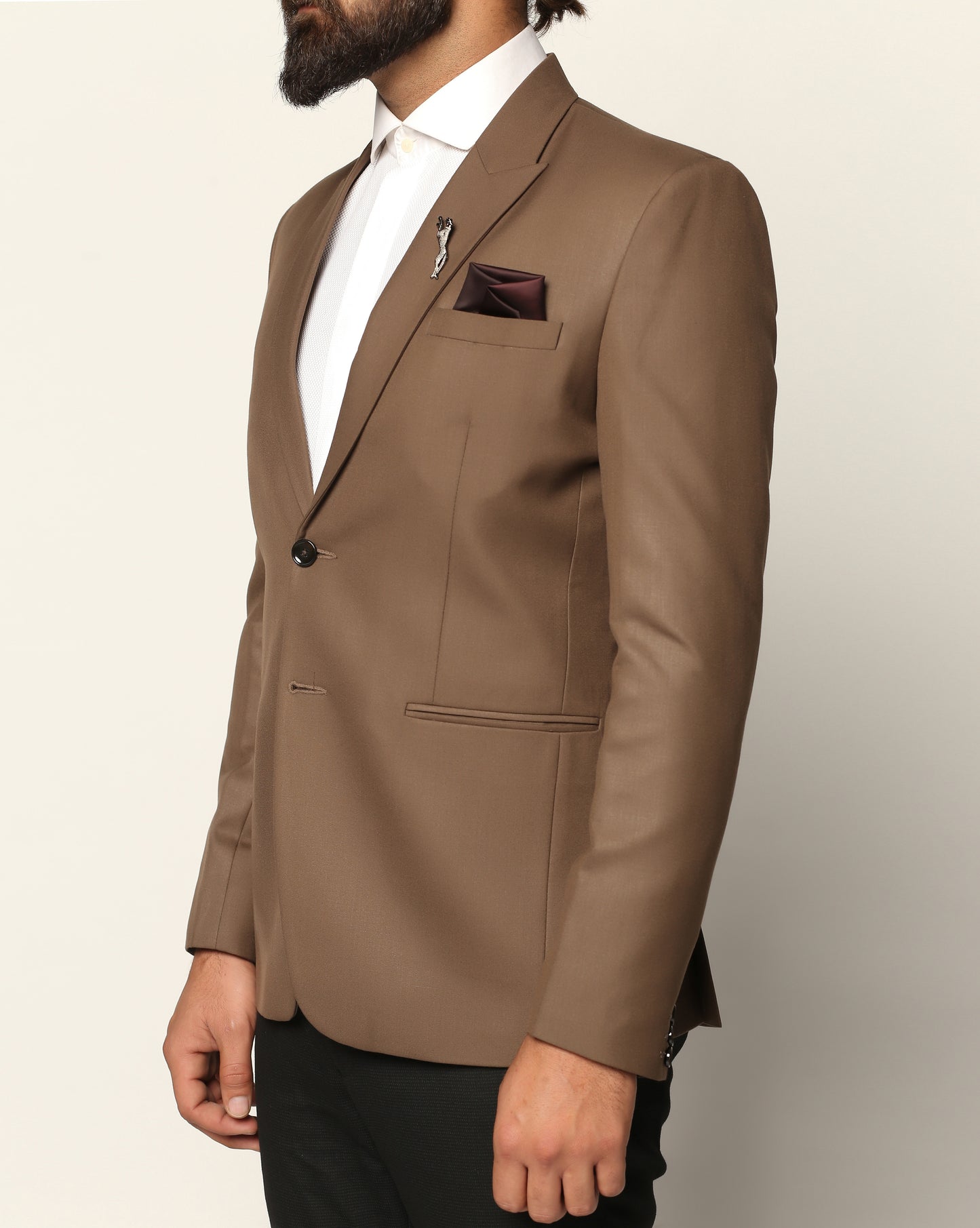 Chestnut Matt Finish TR Cotton Blazer – Sophisticated Style with Modern Comfort