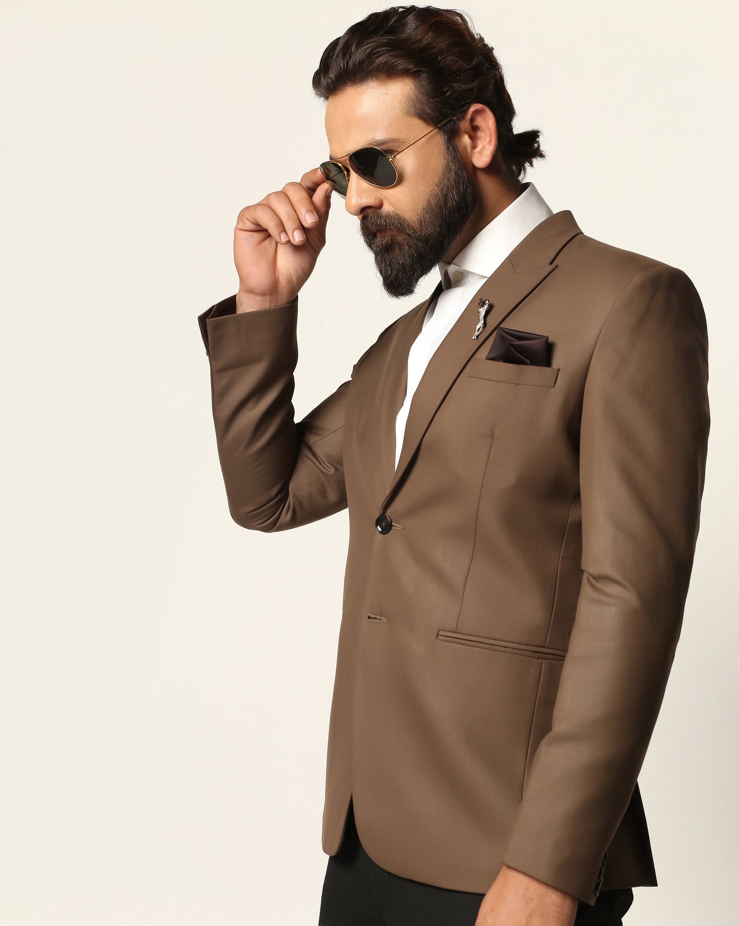 Chestnut Matt Finish TR Cotton Blazer – Sophisticated Style with Modern Comfort