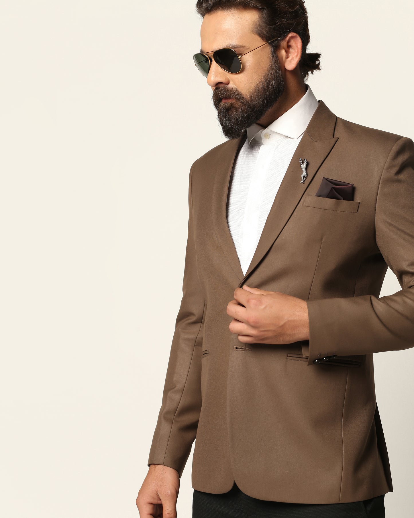 Chestnut Matt Finish TR Cotton Blazer – Sophisticated Style with Modern Comfort